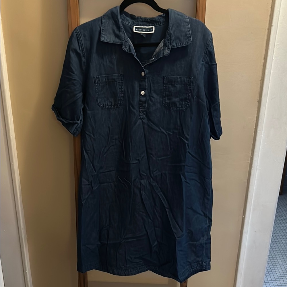 Karen Scott Blue Casual Button Down Dress